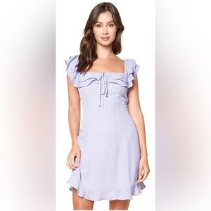 Sugar + Lips Women’s off-the-shoulder Lavender Ruffle Mini Dress